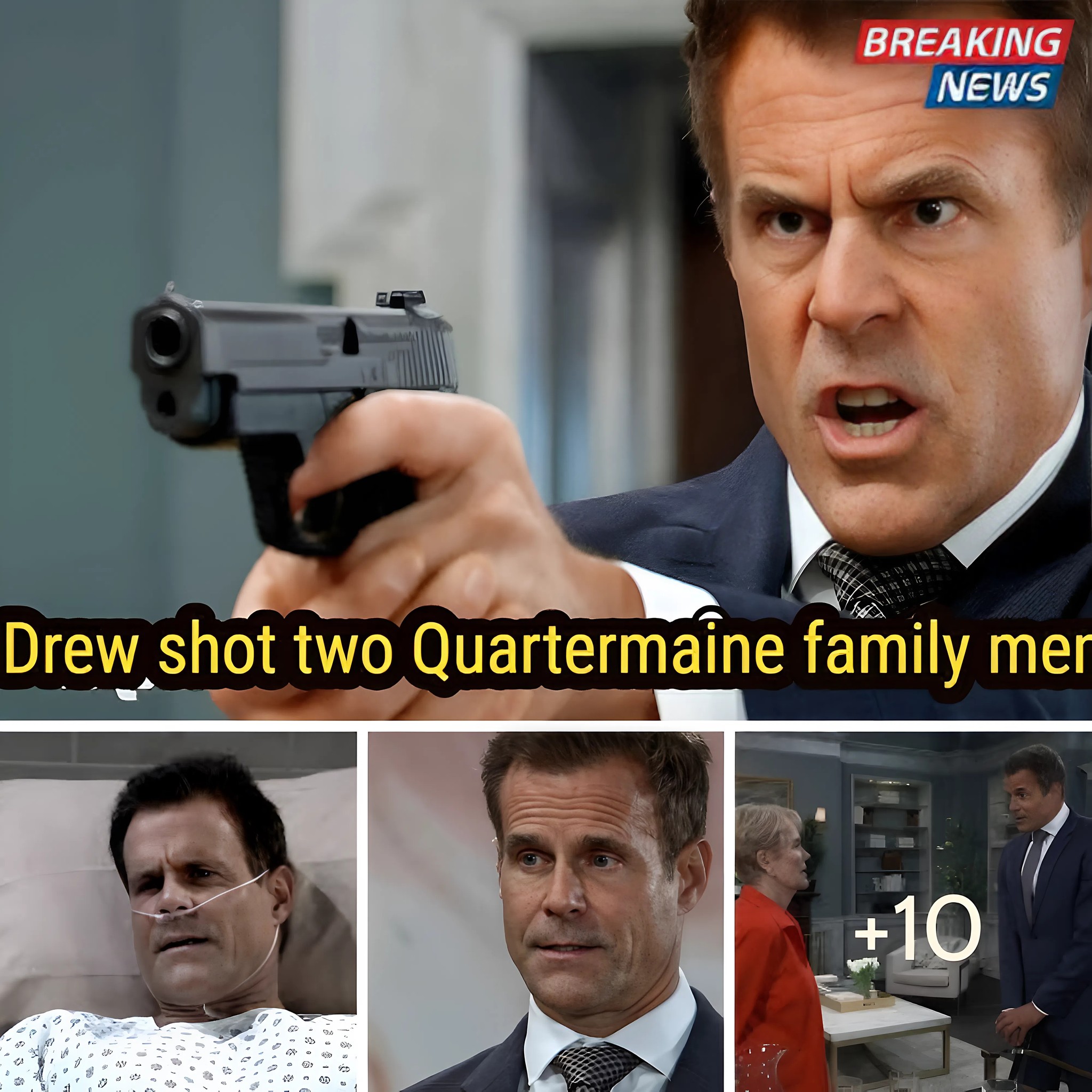 Drew shoots 2 Quartermaine men after the real will is read, Ronnie is in pain GH Spoilers